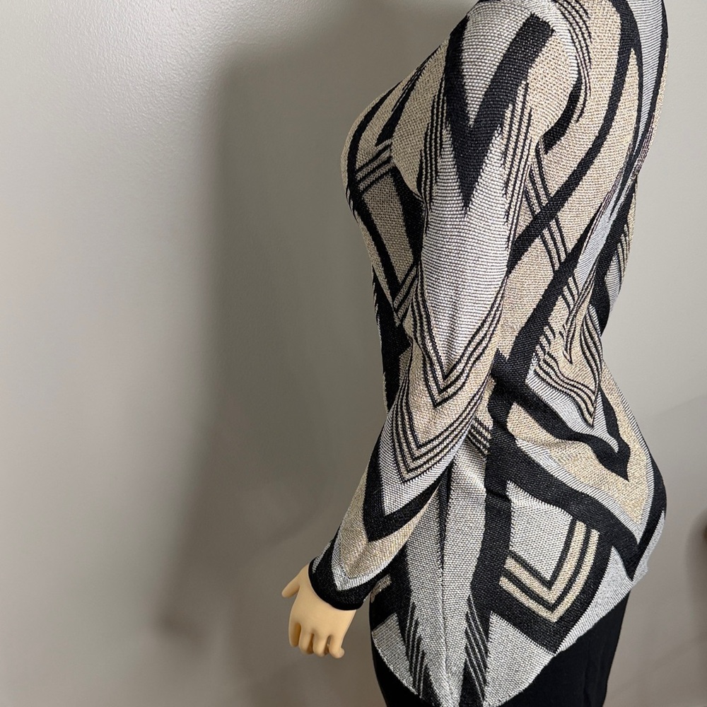 International Concepts Chevron Sweater Size XS Metallic Shimmer Sexy Scoop Neck - Picture 10 of 16
